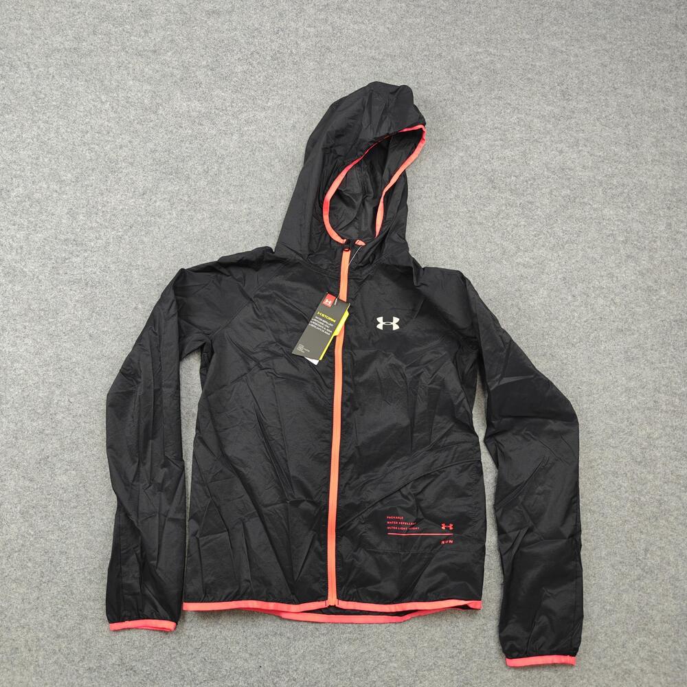 Under Armour Jacket Womens XS Black Windbreaker Packable Water Repellent Storm